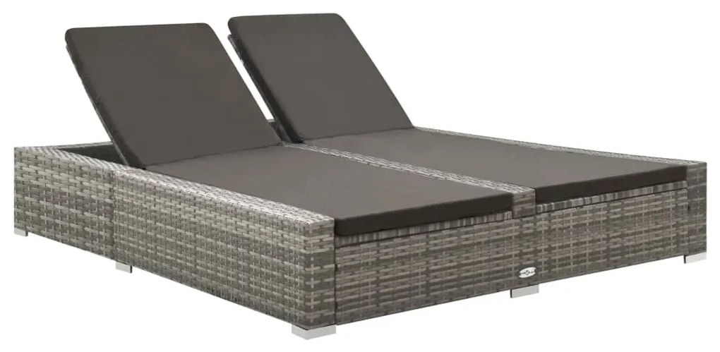 Kétszemélyes szürke polyrattan napozóágy