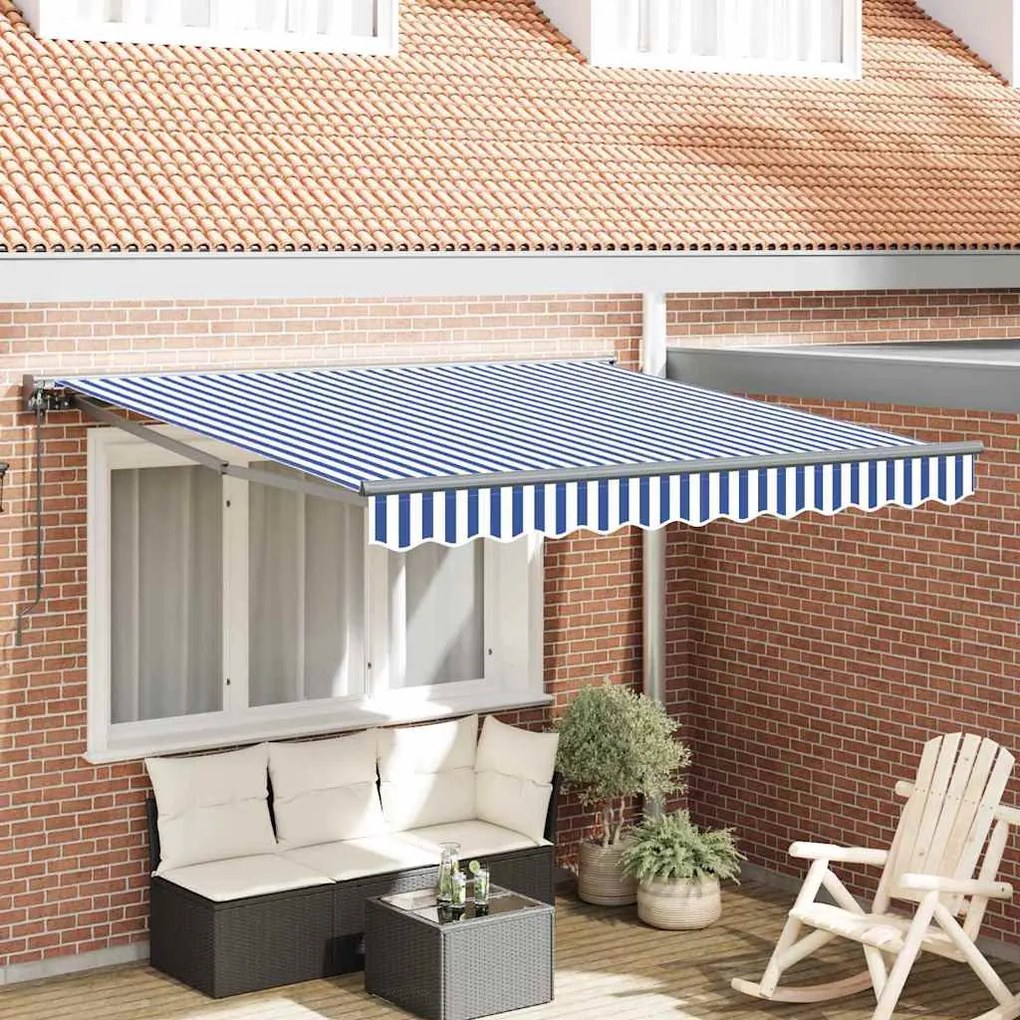 Behúzható napellenző Kék és Fehér 300x250 cm szövet