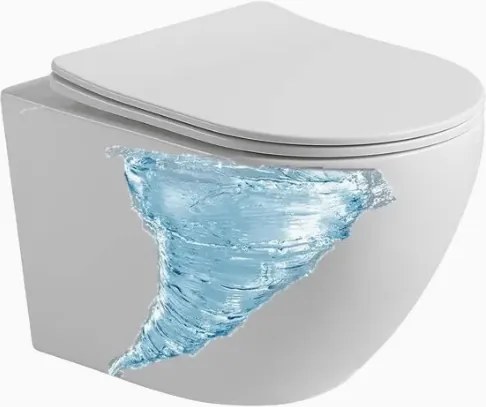 Eros ES OVAL fali WC - perem nélküli - WC ülőkével - VORTEX örvényöblítéssel - 53,5 cm