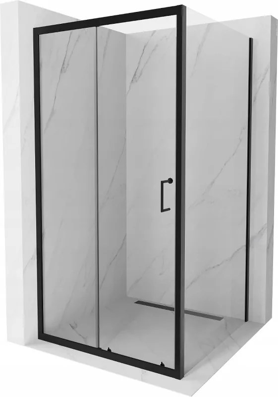 Mexen Apia 90 x 90 cm-es színtelen, fekete tolóajtós zuhanykabin - 840-090-090-70-00