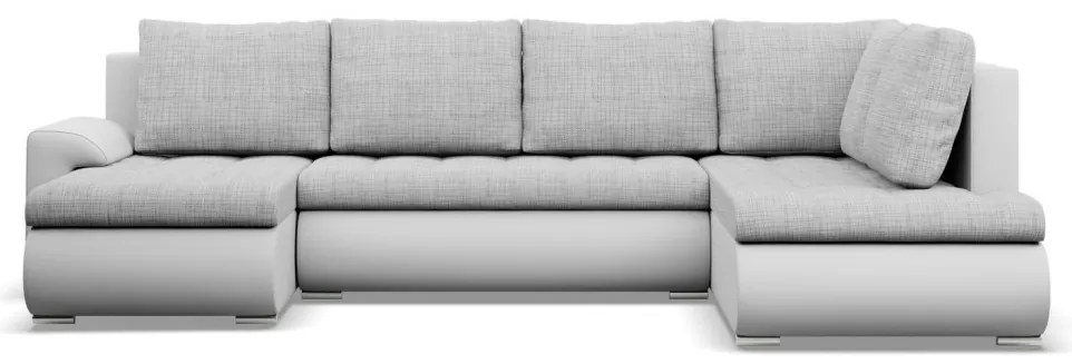 Tokio U sarokkanapé, 3 ágyneműtartóval, fonott + műbőr, jobboldali, szürke - fehér