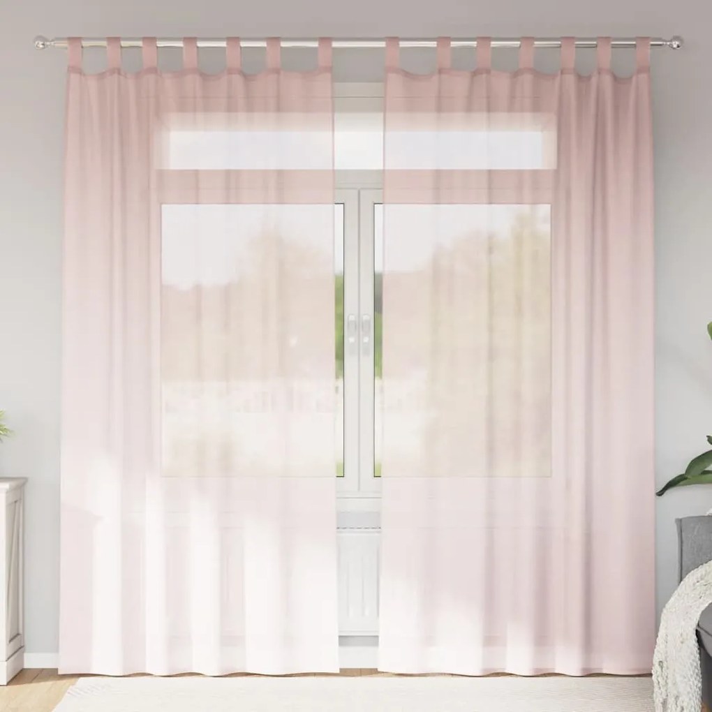 vidaXL 2 db világos rózsaszínű fátyolfüggönyök hurokkal 140x225 cm