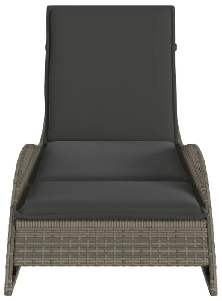 szürke polyrattan napozóágy párnával 60x205x73 cm