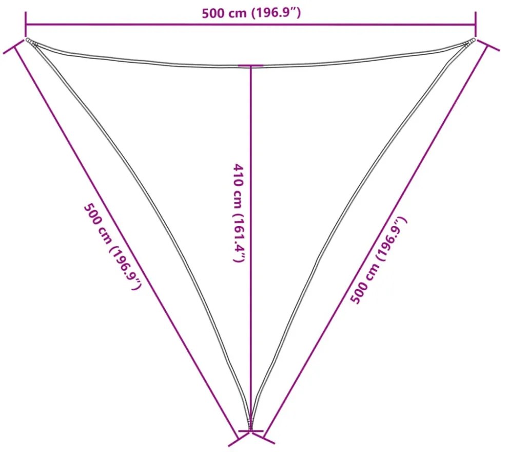 háromszög alakú bézs oxford szövet napvitorla 5 x 5 x 5 m