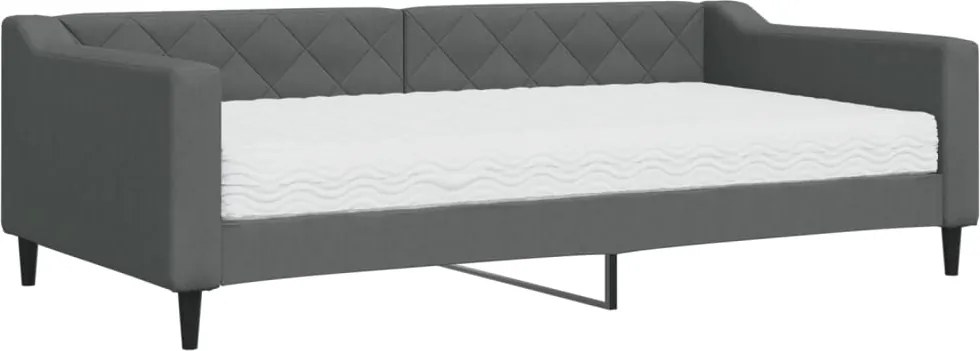 vidaXL sötétszürke szövet kanapéágy matraccal 100 x 200 cm