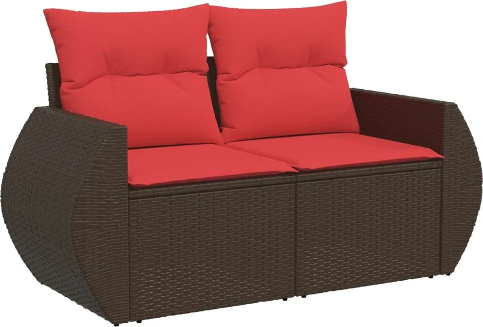 vidaXL kétszemélyes barna polyrattan kerti kanapé párnákkal