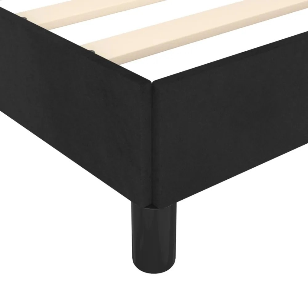 fekete bársony ágykeret matrac nélkül 100x200 cm