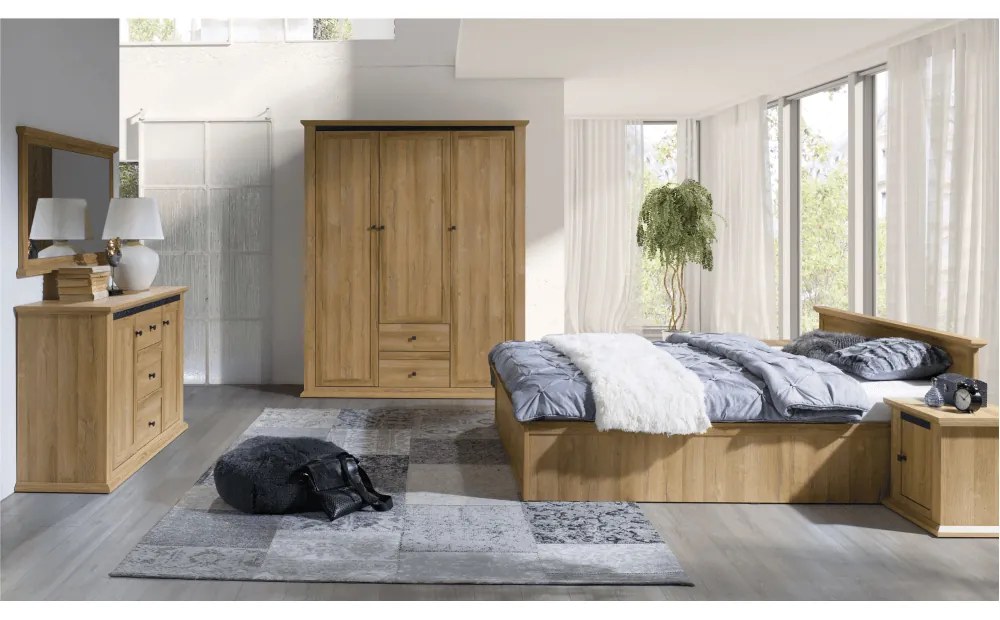 Franciaágy 160 cm Leoras MZ21 (ágyráccsal) (grand tölgy). 1017342