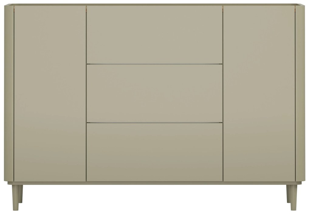 Elivo komód 150 cm fiókokkal, fém lábakon - eukaliptusz / baltic dune tölgy
