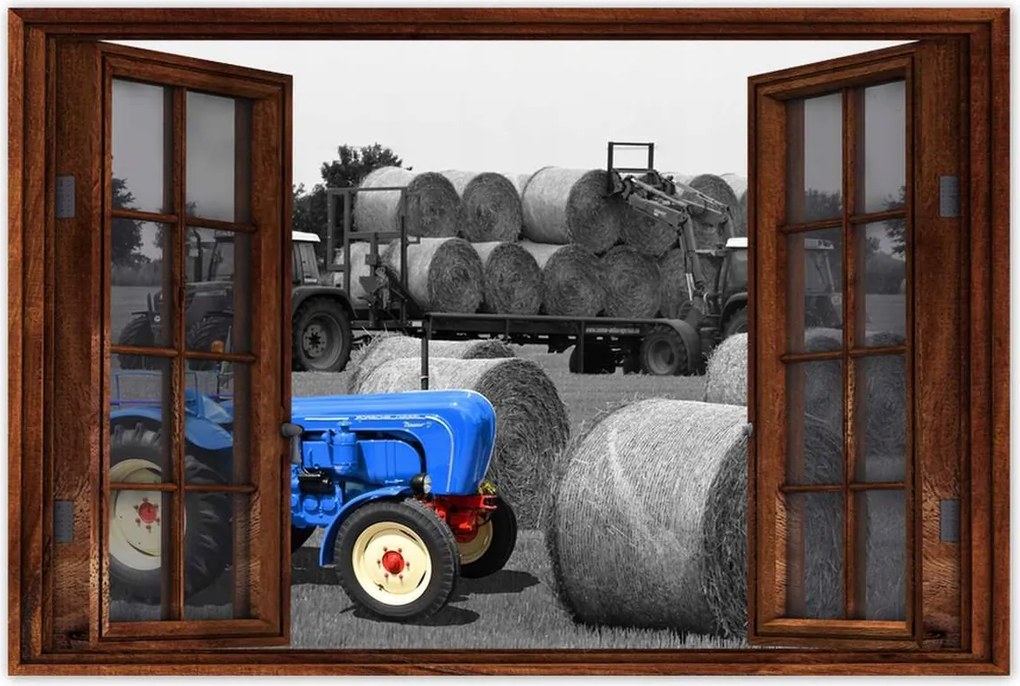 Poszter 60x40 Aratás Kék Traktor