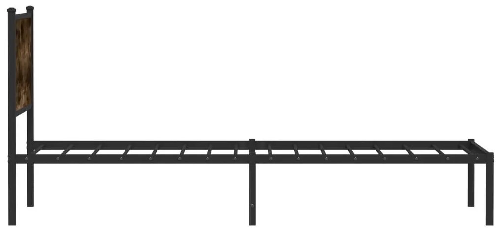 füstös tölgy színű fém ágykeret matrac nélkül 100 x 190 cm