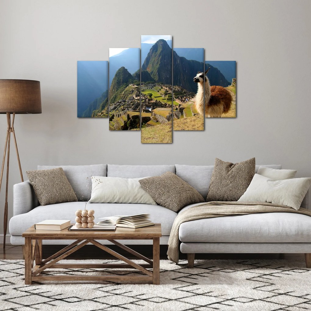 Kép - Láma és Machu Picchu (150x105 cm)