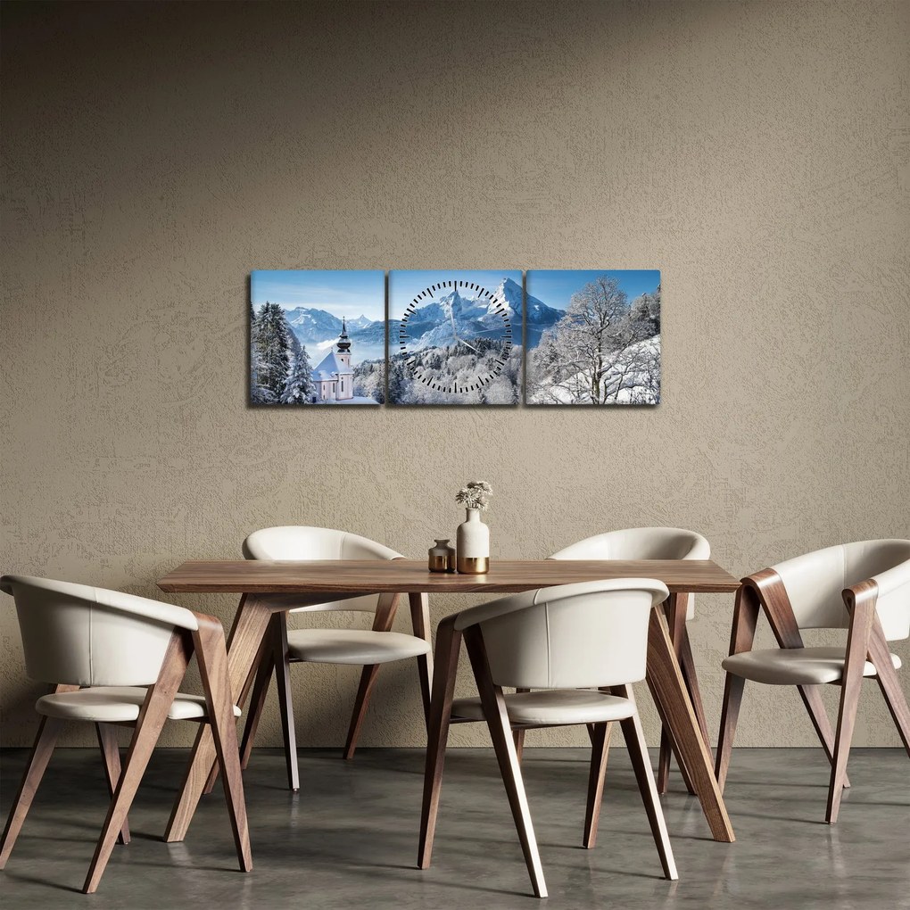 Kép - Havas táj (órával) (90x30 cm)
