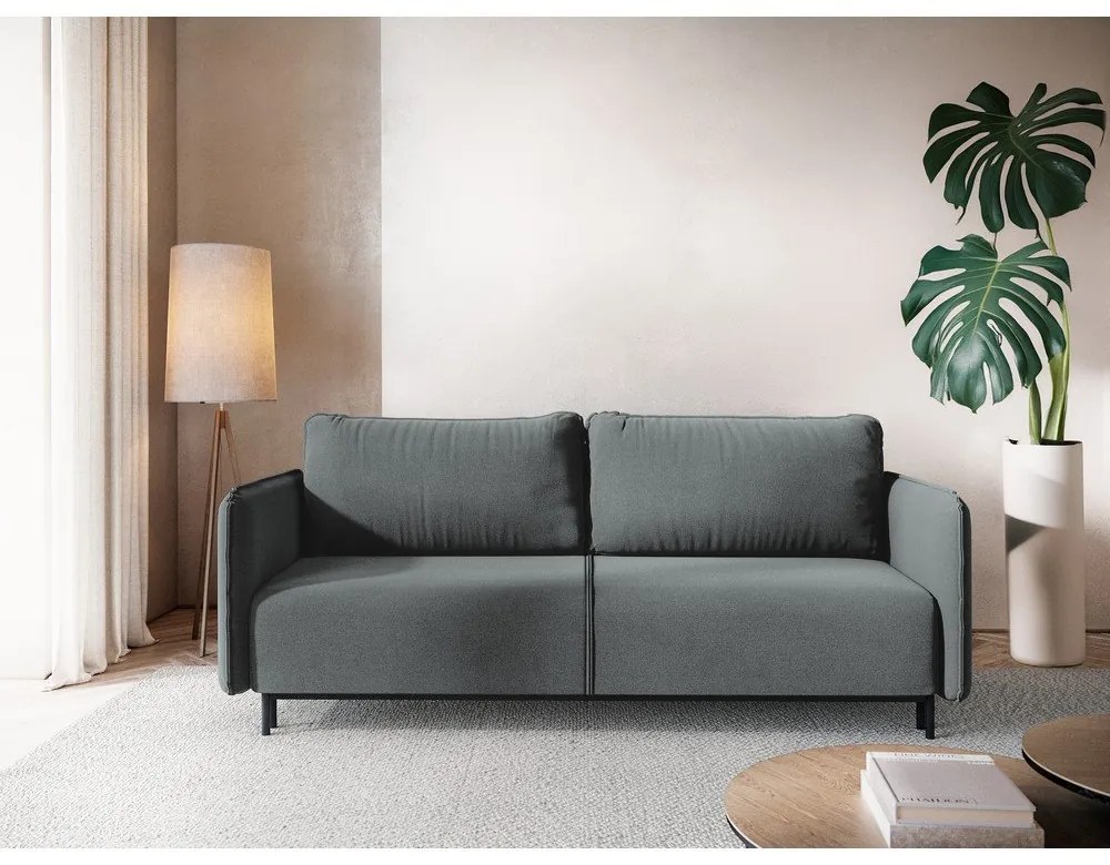 Sötétszürke kinyitható-tárolóhelyes kanapé 226 cm Luana – Makamii
