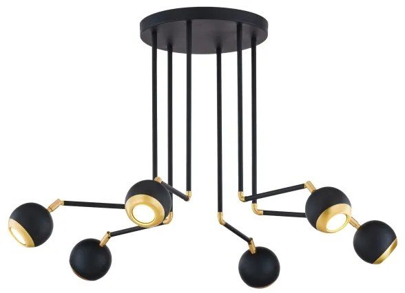 Jupiter 1987 - Csillár rúdon VILAR 6xGU10/10W/230V fekete/arany