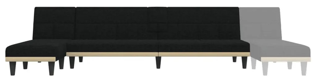fekete L-alakú szövet kanapéágy 255x140x70 cm