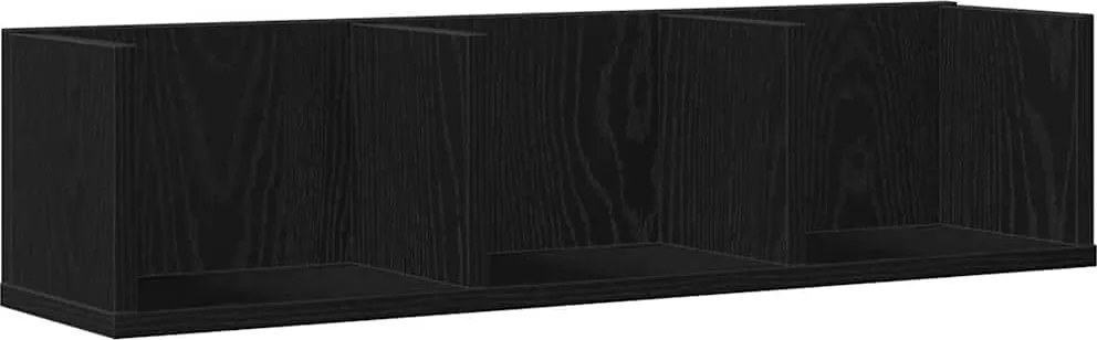 vidaXL Falpolc polcokkal Fekete tölgy 75 x 18 x 18 cm Faanyag