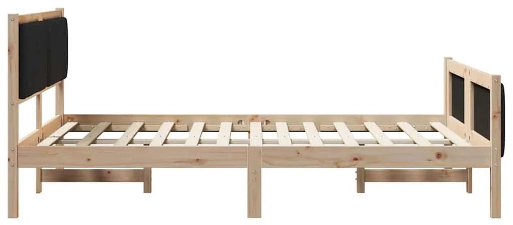 Ágykeret fejtámlával Barna és fekete 140 x 200 cm Tömör fenyőfa