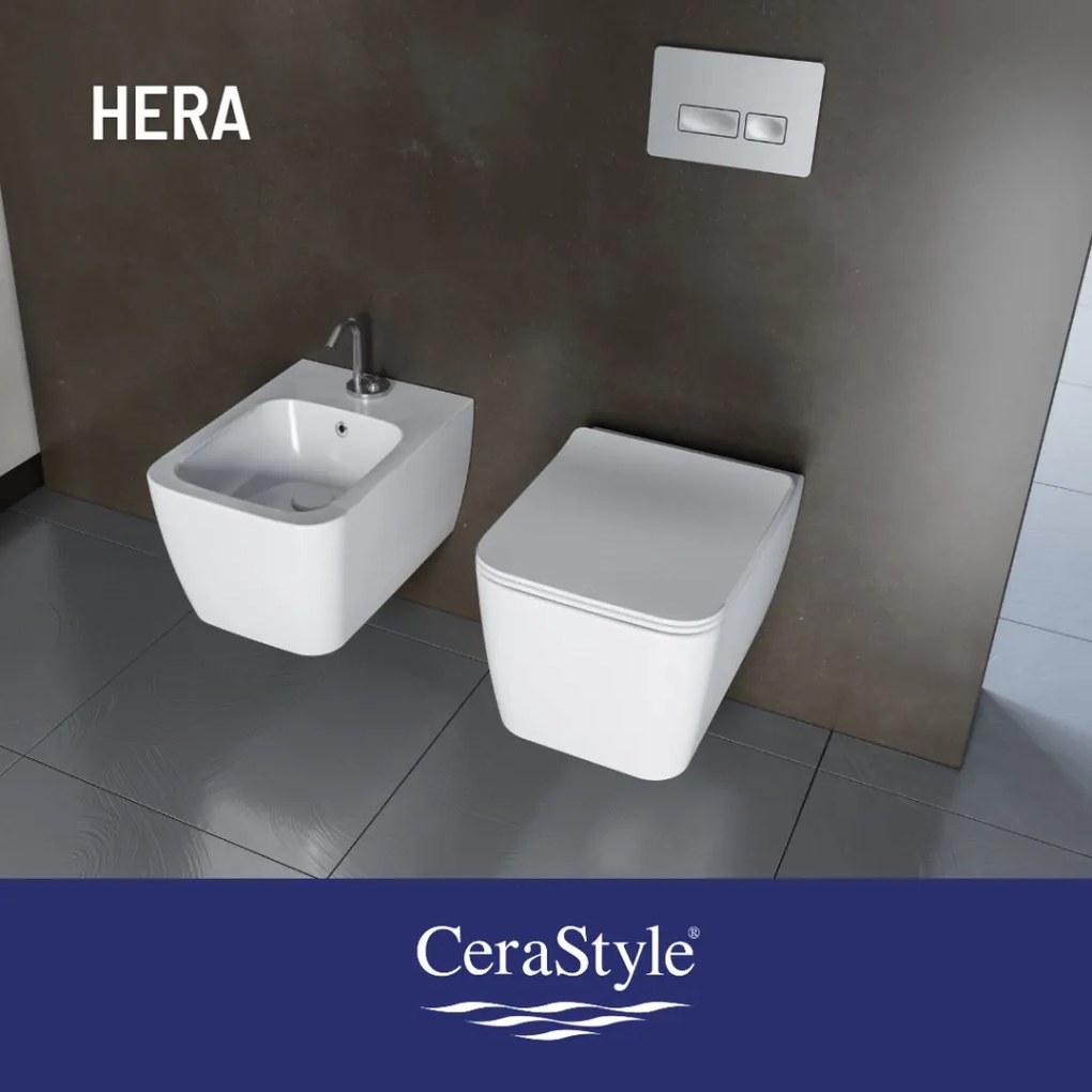CeraStyle HERA fali WC - MATT FEHÉR - rimless - perem nélküli - rejtett rögzítésű - 52 cm