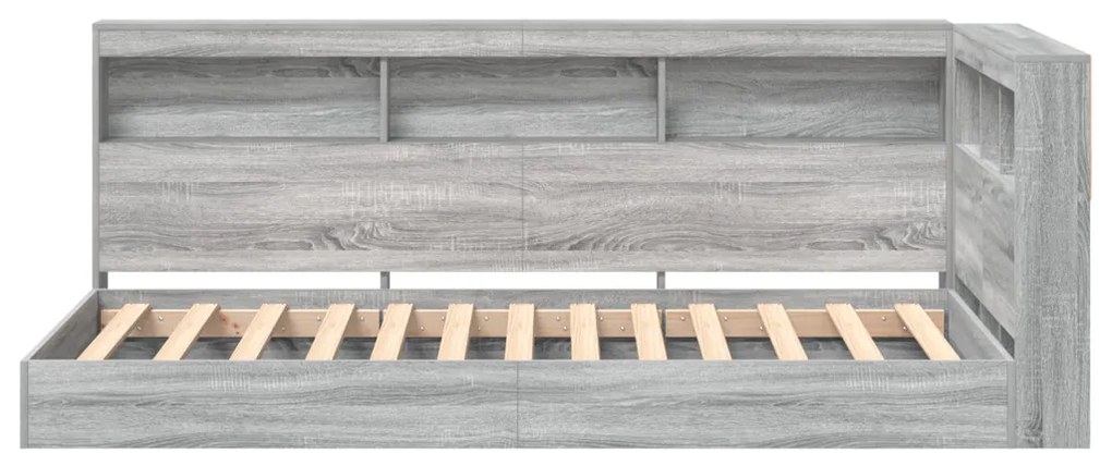 Könyvespolc ágy Szürke Sonoma 90x200 cm Feldolgozott fa