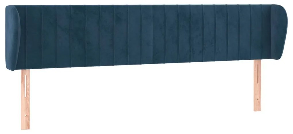 sötétkék bársony fejtámla 183x23x78/88 cm