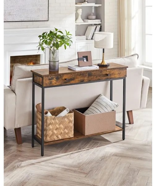 Oldalsó asztal LUVOR barna/fekete