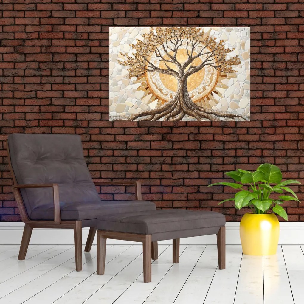 Kép – Arany életfa mozaikban (90x60 cm)