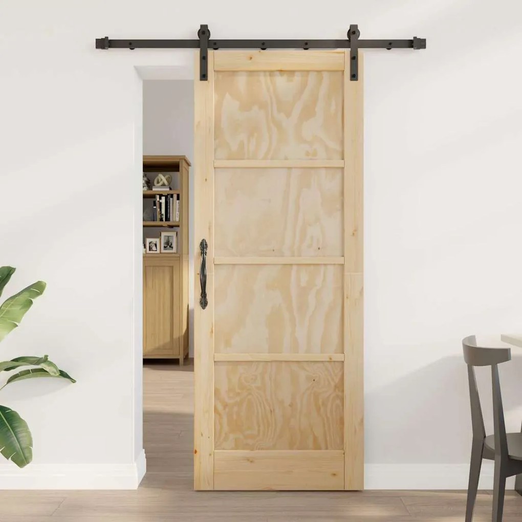 Csúszóajtó Természetes és fekete 78 x 202 cm