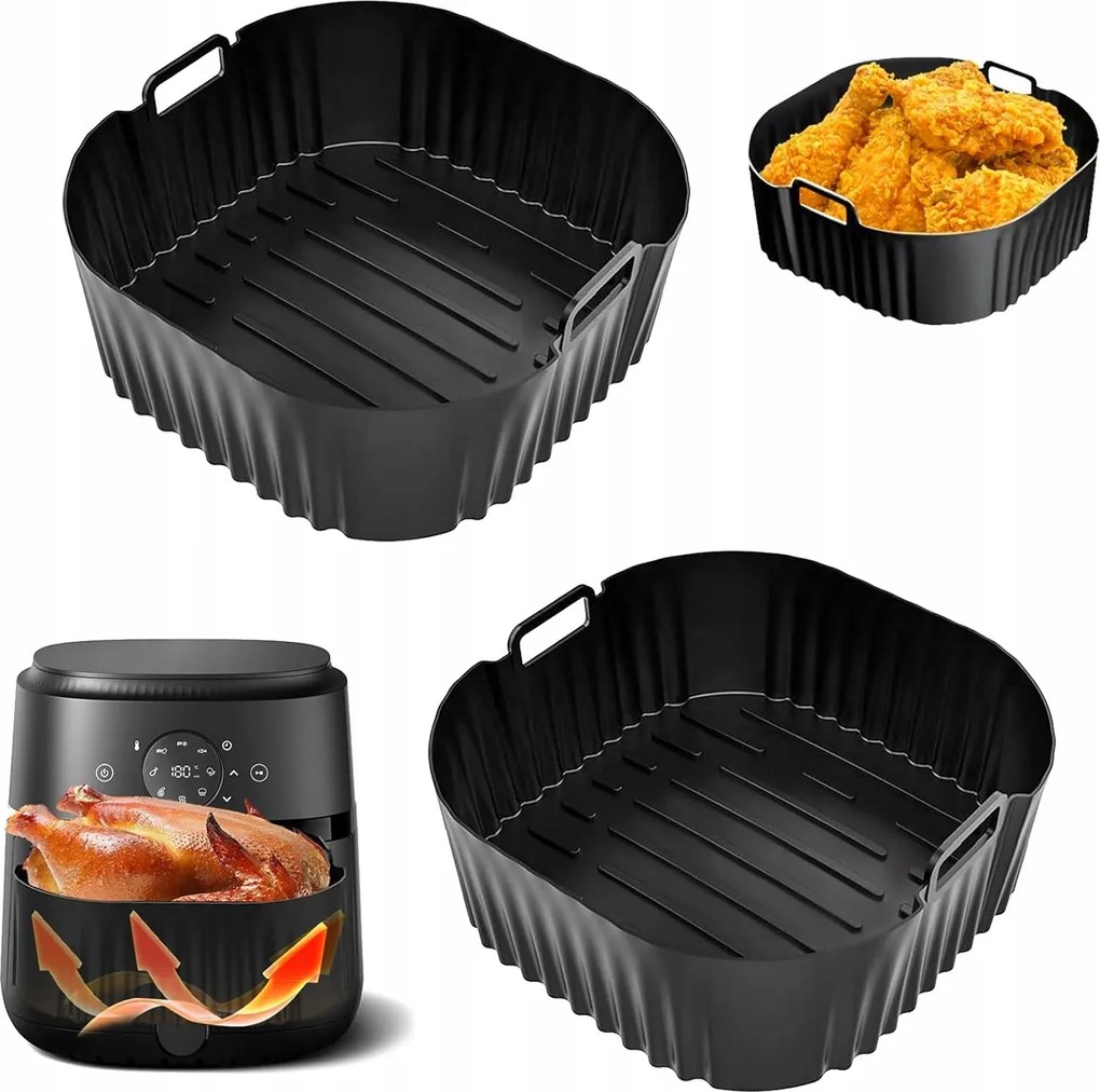 Szilikon Utántöltő Zsírmentes Olajsütőhöz Air Fryer Kosár Forma 23 cm