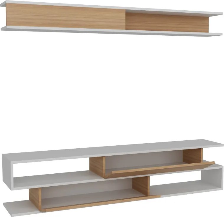 Sims TV-állvány, fehér-teak, 176 cm