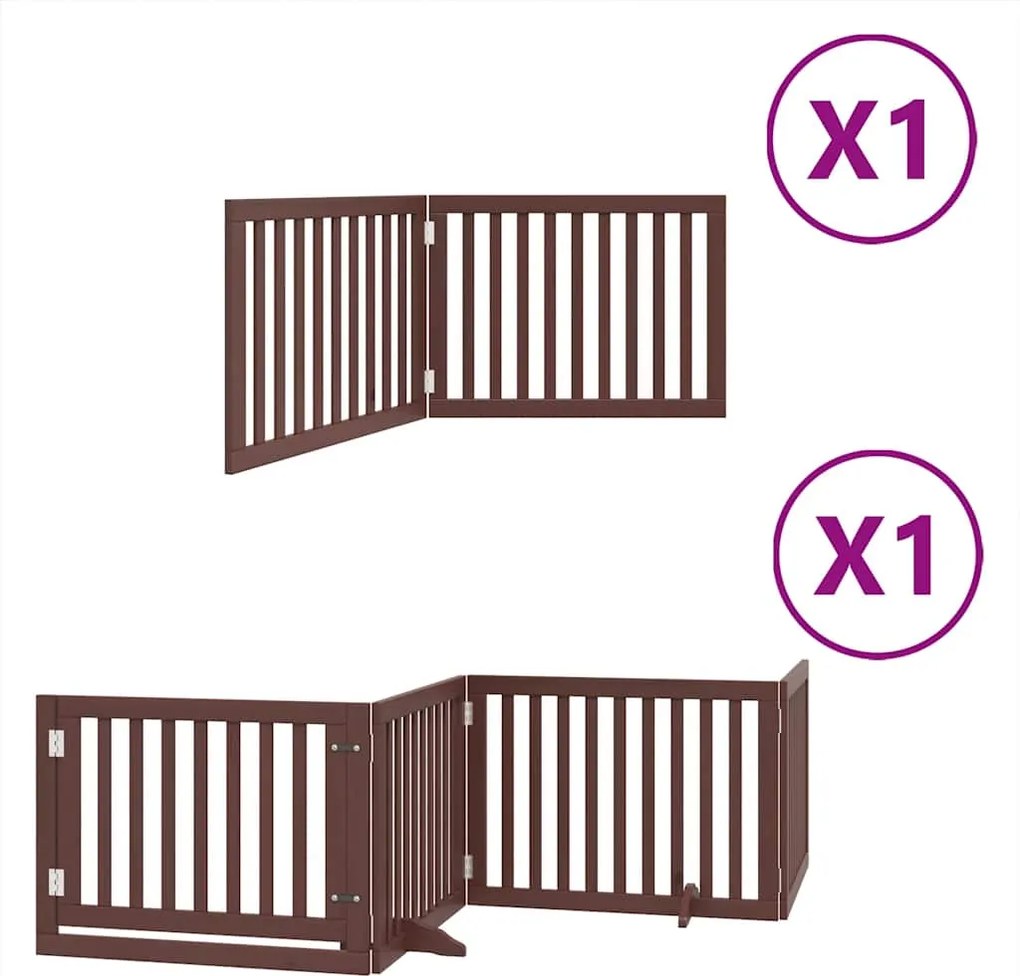 vidaXL barna nyárfa 6 paneles összecsukható kutyakapu ajtóval 480 cm
