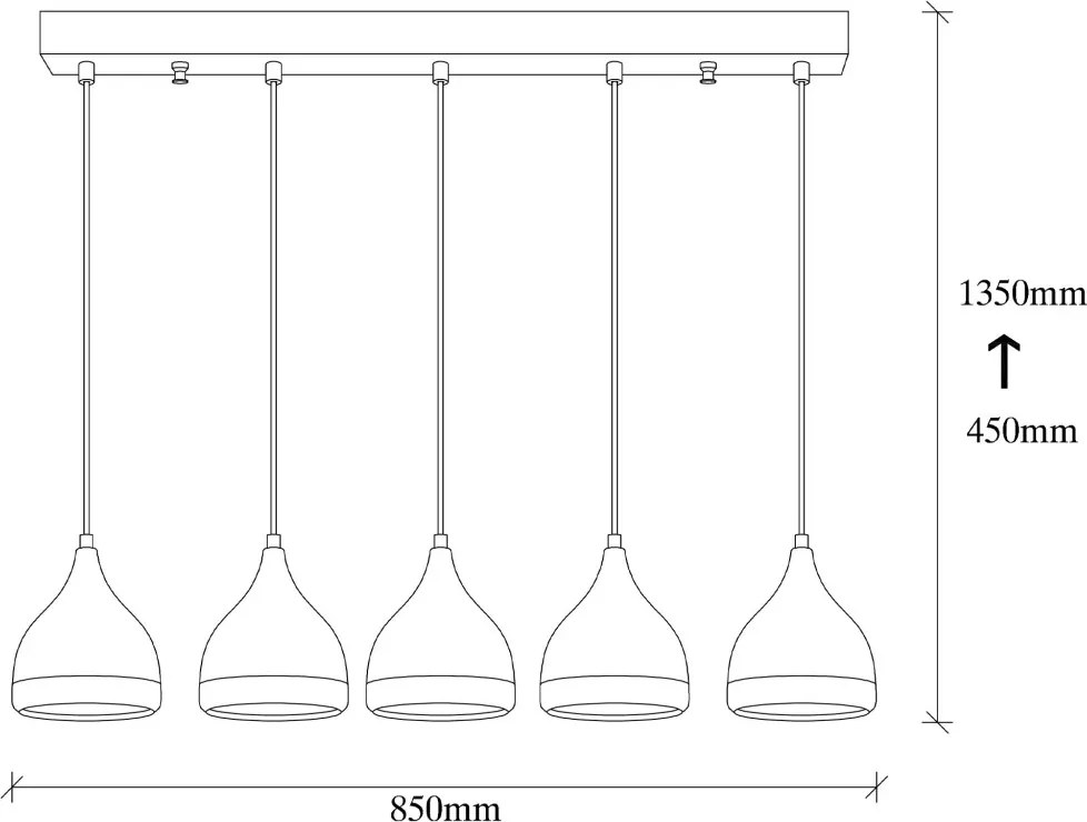 Opviq függőlámpa x5, fekete-réz