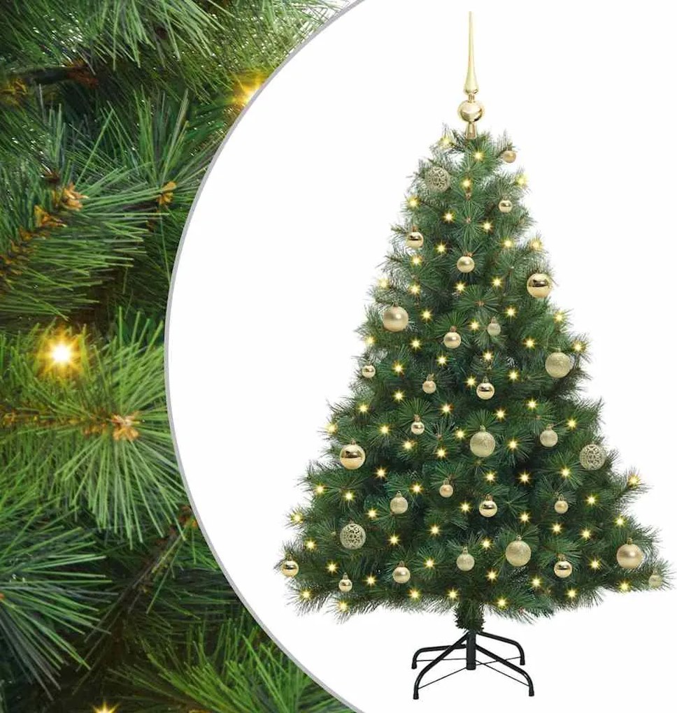 vidaXL Mű karácsonyfa 150 LED-del állvánnyal Zöld 120 cm PE és PVC