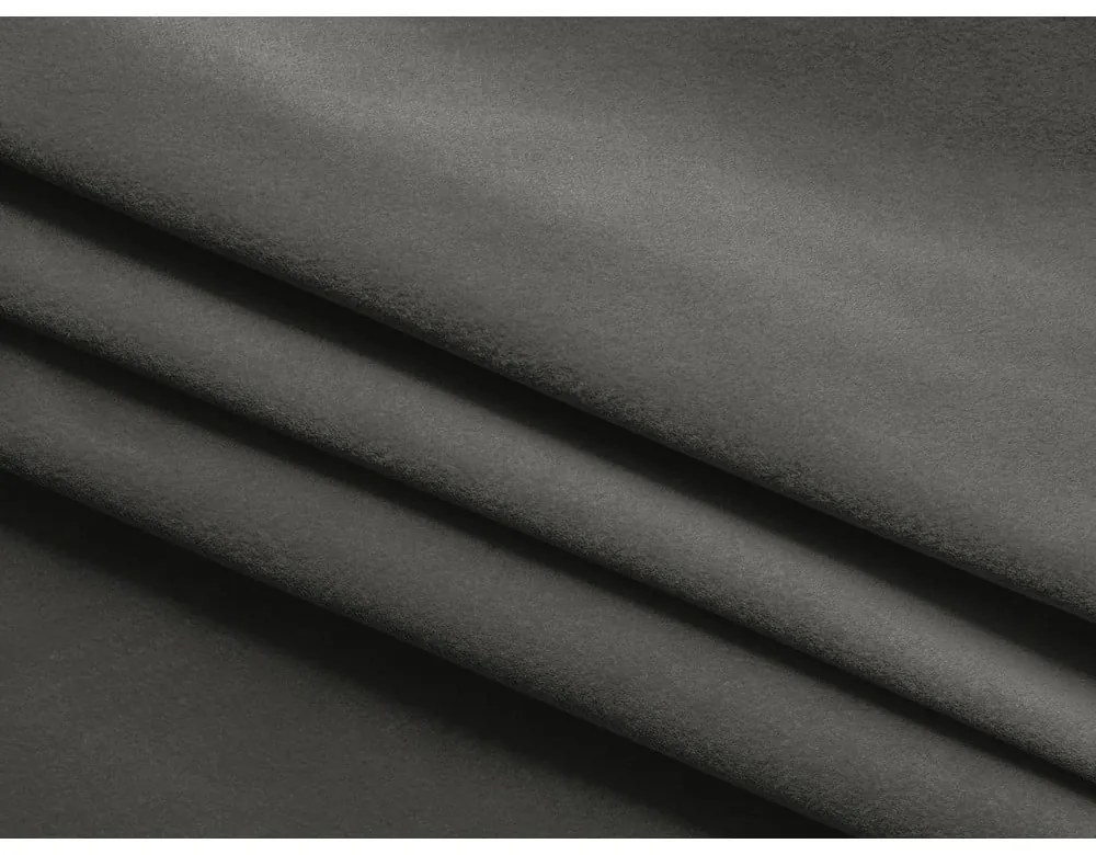 Sötétszürke bársony kinyitható-tárolóhelyes sarokkanapé (jobb oldali-heverő résszel) Kapua – Makamii