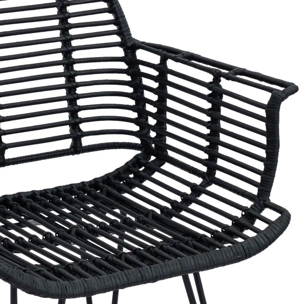 Étkezőszék 2 pcs Fekete 57 x 54.5 x 85 cm Rattan és Vas
