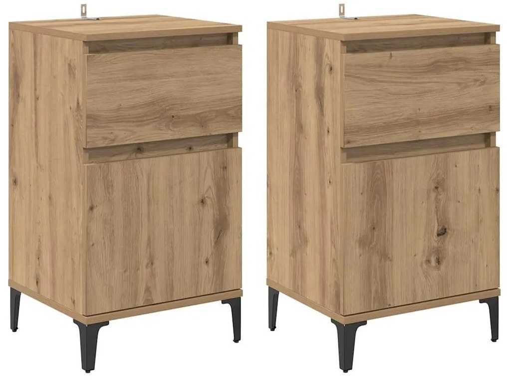 Éjjeliszekrény 2 pcs kézműves tölgy 40 x 35 x 70 cm Faanyag