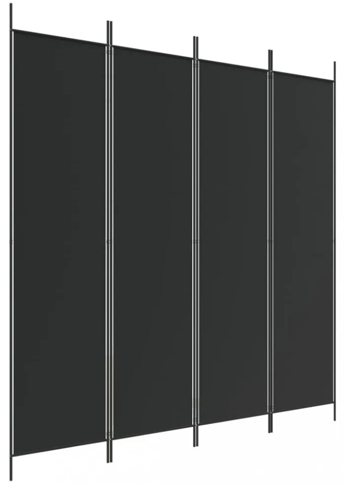4 paneles fekete szövet térelválasztó 200 x 200 cm