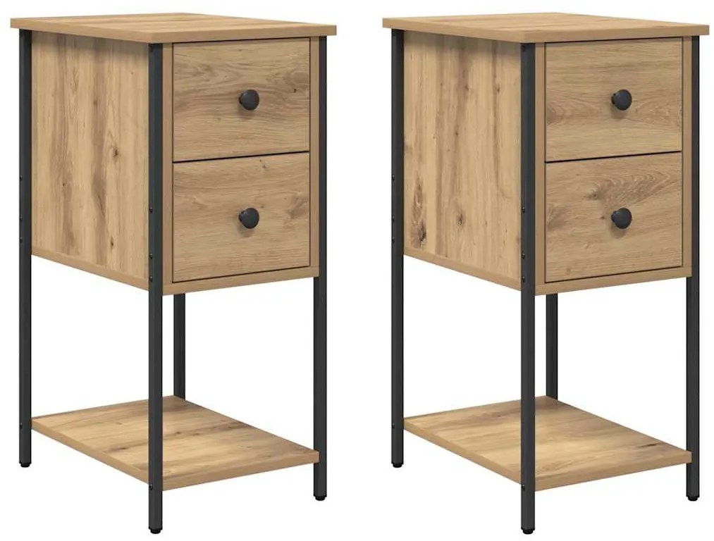 Éjjeliszekrény 2 pcs kézműves tölgy 32 x 42 x 70 cm Faanyag