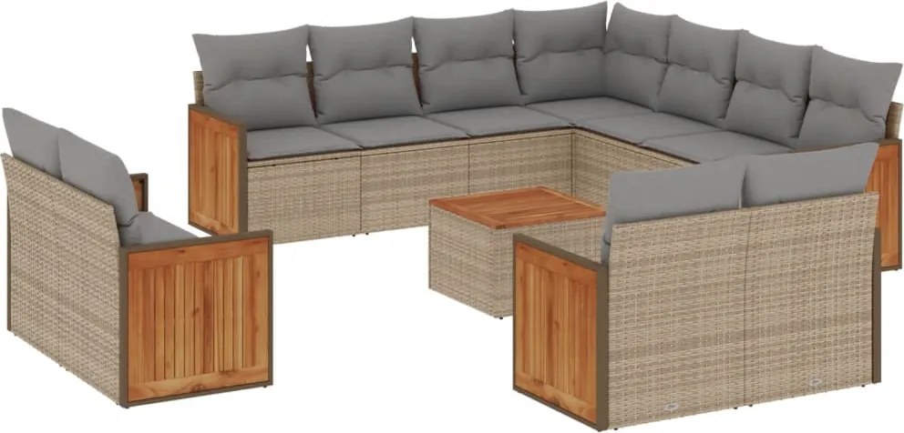 vidaXL 12 részes bézs polyrattan kerti ülőgarnitúra párnákkal