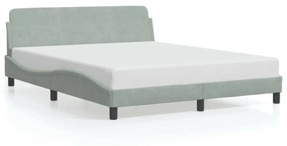 világosszürke bársony ágykeret Dover 160 x 200 cm