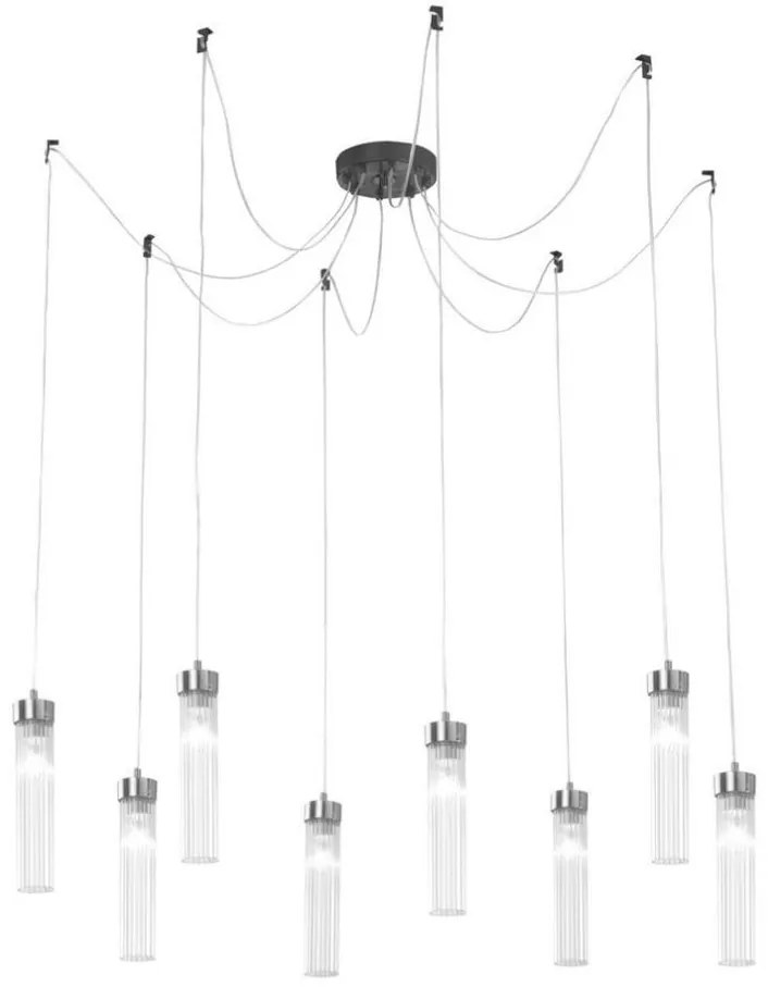 Kolarz 6009.30860 - Csillár zsinóron RAGGIO 8xE14/25W/230V pók matt króm