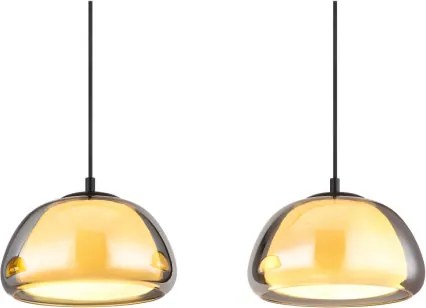 Globo 15743-3H Függeszték fém fekete matt, füstszínű/fehér üveg, kábel textil fekete, magassága rövidíthető, HxSzxM: 950x250x1200mm, 3x E14 40W 230V izzók nélkül