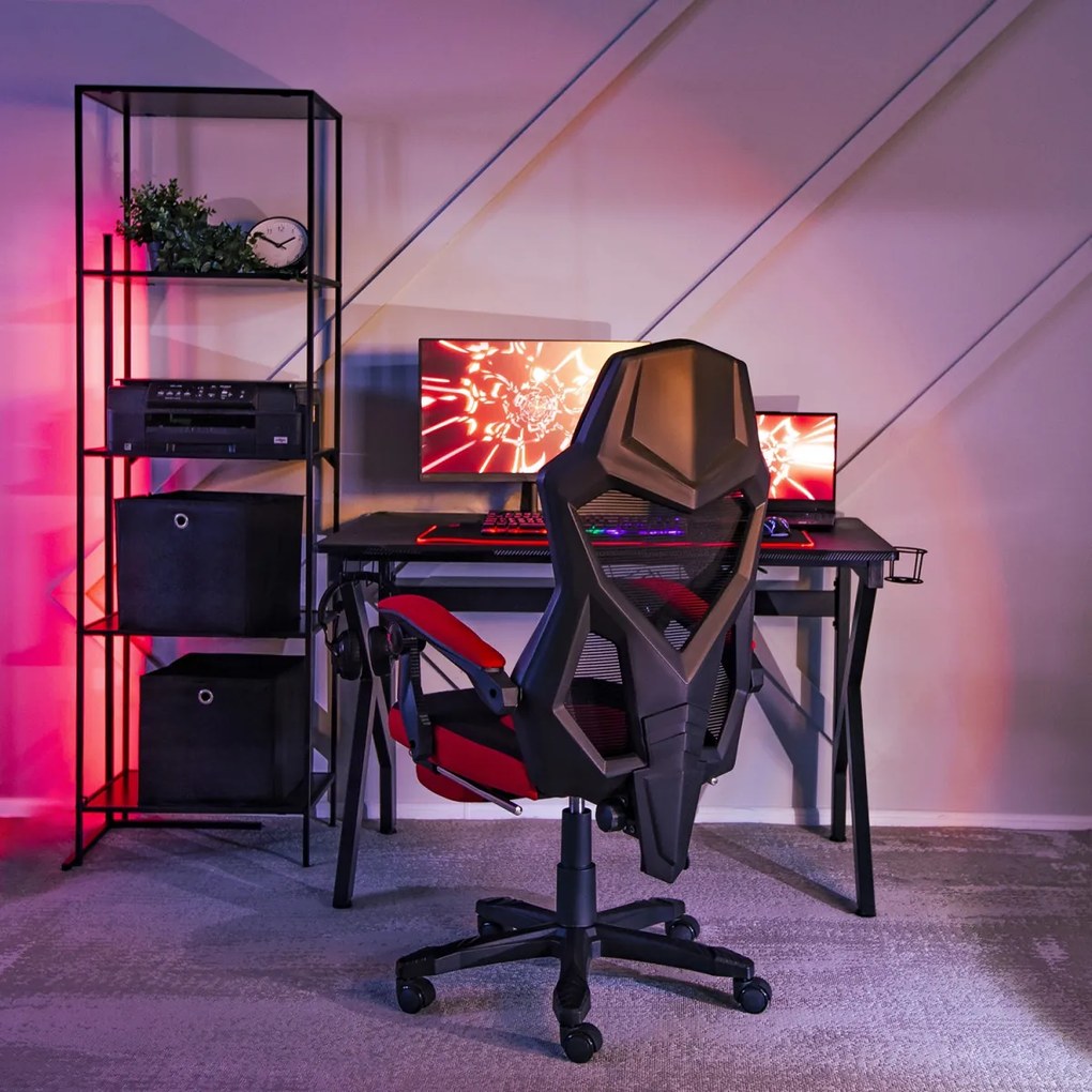 Gamer Forgószék Fekete/Piros Színben. Teherbírás: 150 kg. BING