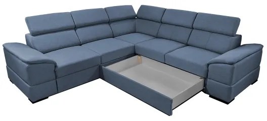 Univerzális, ággyá nyitható sarokkanapé tárolóval GRANADA kék