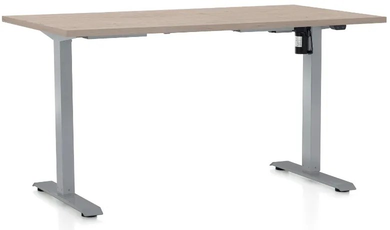 Állítható magasságú asztal OfficeTech A, 140 x 80 cm, szürke alap, tölgy