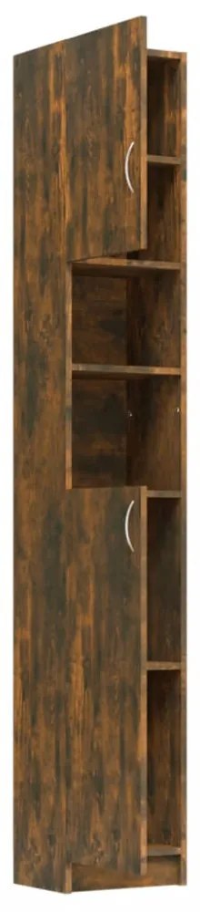 füstös tölgy színű szerelt fa fürdőszobaszekrény 32x25,5x190 cm