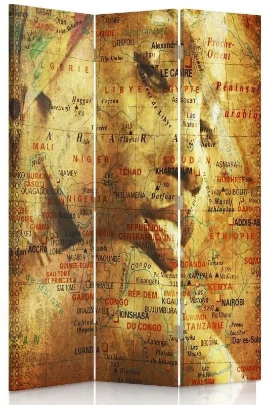 Gario Paraván Térkép noi portréval Méret: 145 x 170 cm, Kivitelezés: Forgó paraván 360°