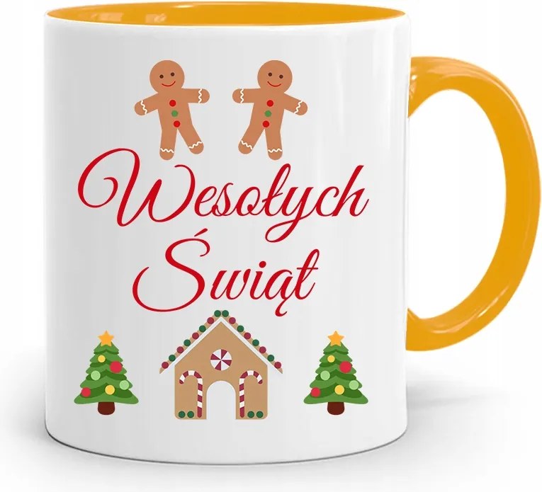 Sárga Karácsonyi Bögre Mikulásra, fényképes nyomtatással