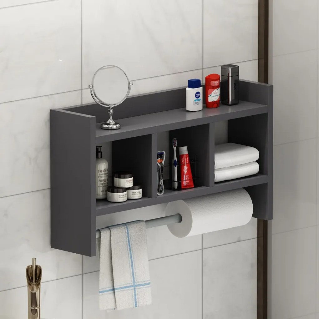 Asya fali polc, antracit, 63,6 cm