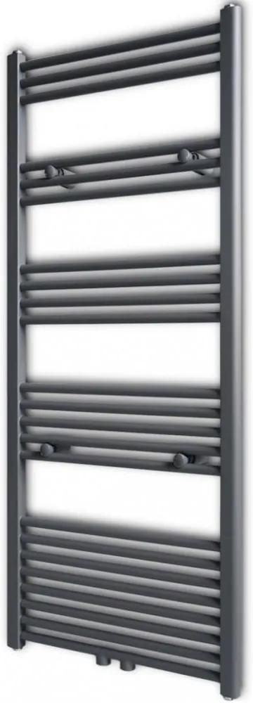 Szürke fürdőszobai törölközőszárító radiátor központi fűtéssel egyenes 600 x 1424 mm